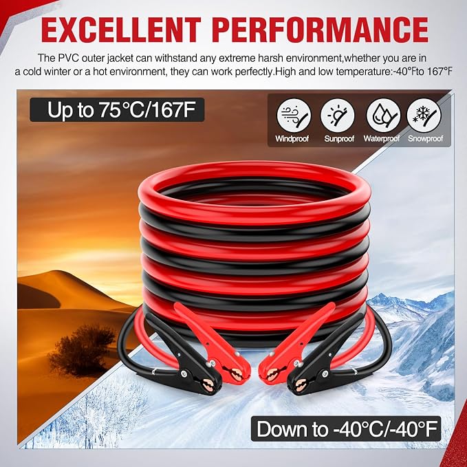 Nilight Jumper Cables for Car Battery 2 Gauge 20 FT Booster Cable Heavy Duty 800 A CCA with Carrying Bag Jump Start Emergency Kit Pickup Truck RV Vans SUV