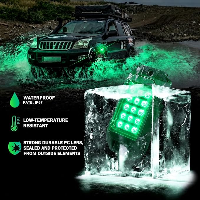 Xprite Bluetooth LED Rock Lights Kit, Multicolor Neon Accent Music Visibility Lighting Underglow Kits with RF Controller for Off-Road, Trucks, Cars, UTV, ATV, SUV, RZR, Motorcycles, Boats - 6 PCS