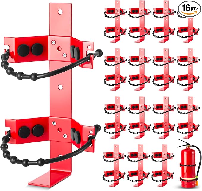 RattanView 16 Pcs Fire Extinguisher Mount Bracket Adjustable, Supports up to 2.5 and 5lb, Heavy-Duty and Easy Installation, Ideal for Home, Truck, RV, Boat, Commercial Use, Secure and Durable Holder