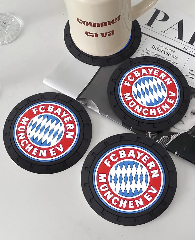 Cup Holder Insert Coaster for Bayern Munich UEFA UCL Fans,Anti Slip Car Cup Coaster Interior Accessories