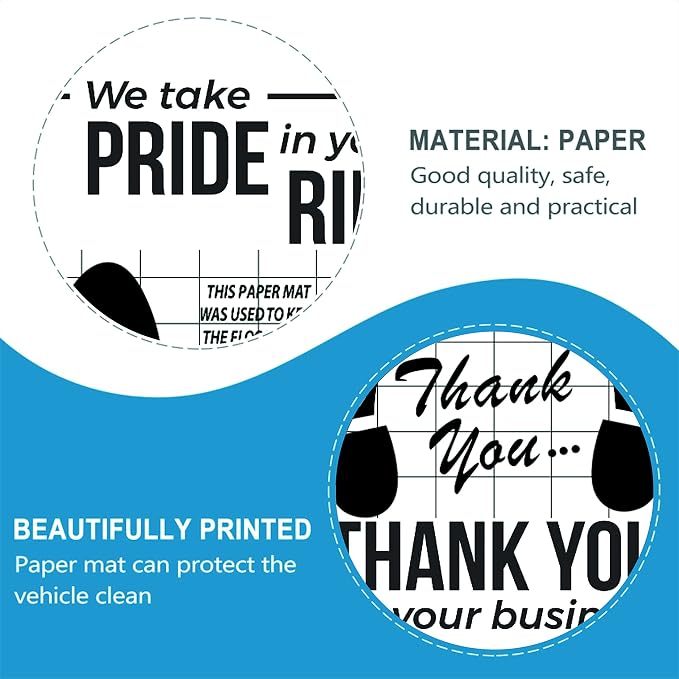 200PC Chimailong White Car Paper Floor Mats : Disposable Floor Cars Auto Vehicles Automotive Mat Covers Protector Detailing Detail Wash Temporary 16x20