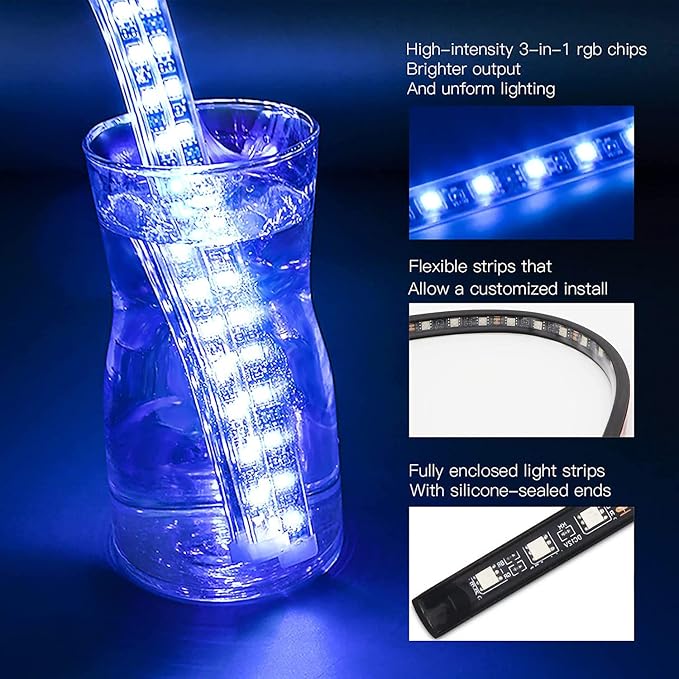 12PCS Motorcycle LED Underglow Kit, App Control Multicolor Motorcycle Lights Underglow Kit Music Sync Waterproof Underglow Compatible with Harley Davidson Honda Kawasaki Suzuki Motorcycles
