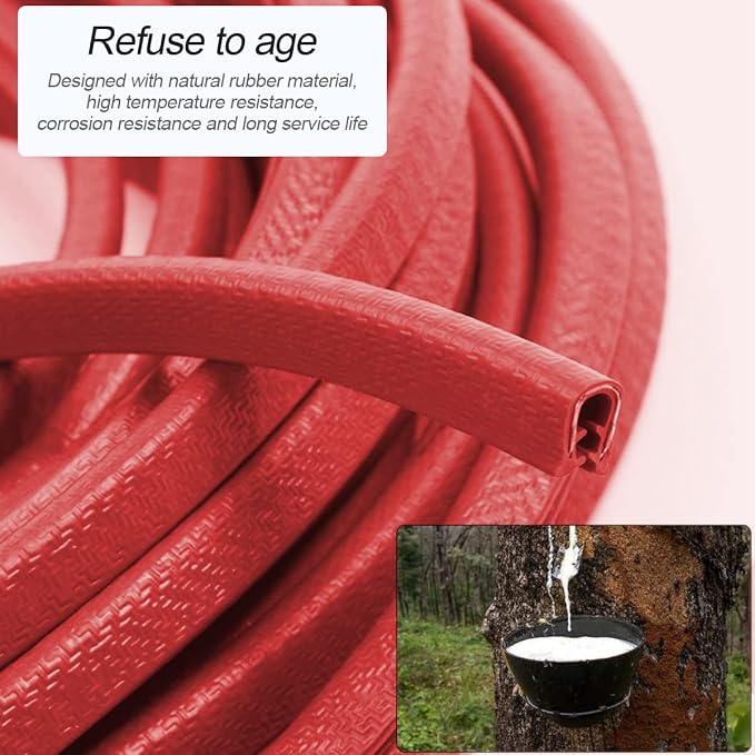 Car Door Protector Edge Guards, Universal Rubber Seal U Shape Car Door Protection, Aluminum Boat Edge Trim Guards No Glue Required, Exterior Accessories Fit for Most Cars, Sedans, SUV (Red/10FT) | Universal fit, most cars/SUVs/trucks, rubber seal, pres...