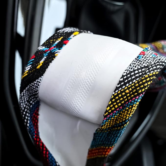 Valleycomfy Boho Steering Wheel Covers for Women Cloth Bohemian Universal | 15 inch Baja Blanket Enthic