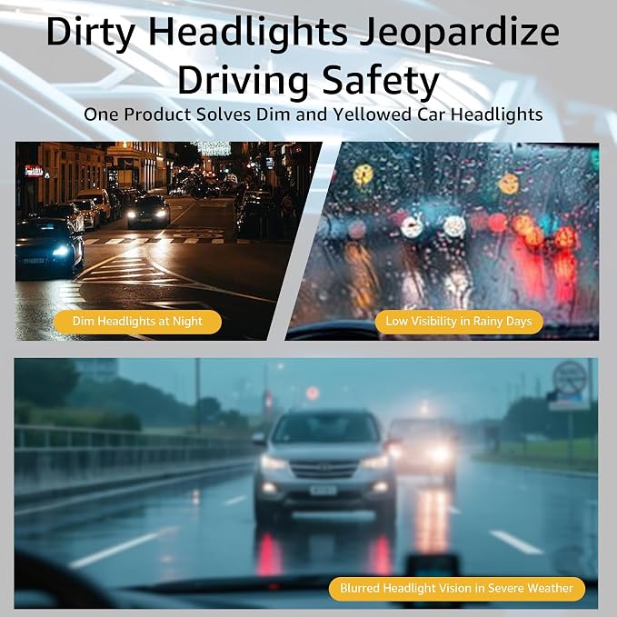 Headlight Restoration Kit, Ceramic Headlight Cleaner and Restorer Kit 2-Step Wipes, Removes Yellowing, Oxidation & Cloudiness, Restores Clarity Brings Headlights Back to Like New Condition