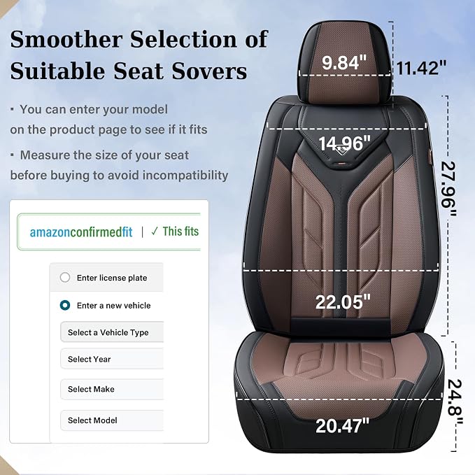 Coverado Car Seat Covers Full Set, Automotive Seat Covers Car Seat Protector Car Seat Cushion, Waterproof Leather Seat Covers for Cars, Universal Fit for Most Sedans SUV Pick-up Truck(Black&Coffee)