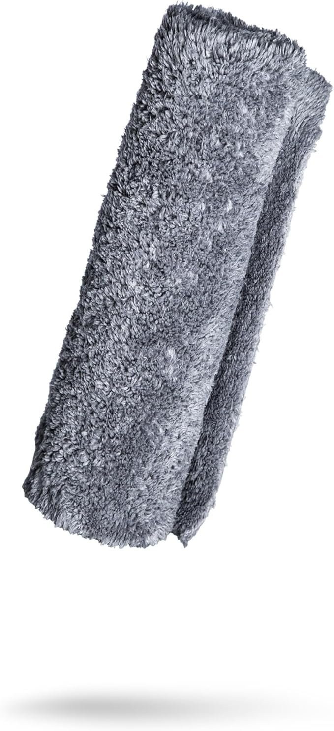 Adam's Borderless Grey Microfiber Towel (1pk) - Premium Ultra Soft Car Detailng Towel Cloths, 480gsm - Safe for Car Wash, Home Cleaning & Pet Drying Cloths (16 Inch x 16 Inch)