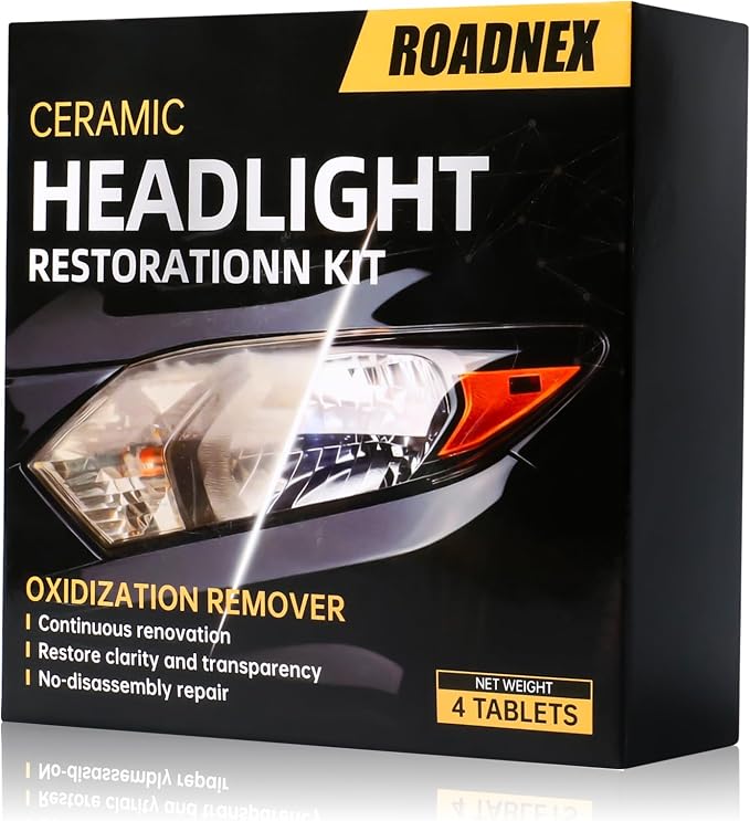 Headlight Restoration Kit, Ceramic Headlight Cleaner and Restorer Kit 2-Step Wipes, Removes Yellowing, Oxidation & Cloudiness, Restores Clarity Brings Headlights Back to Like New Condition,(1 Pack)
