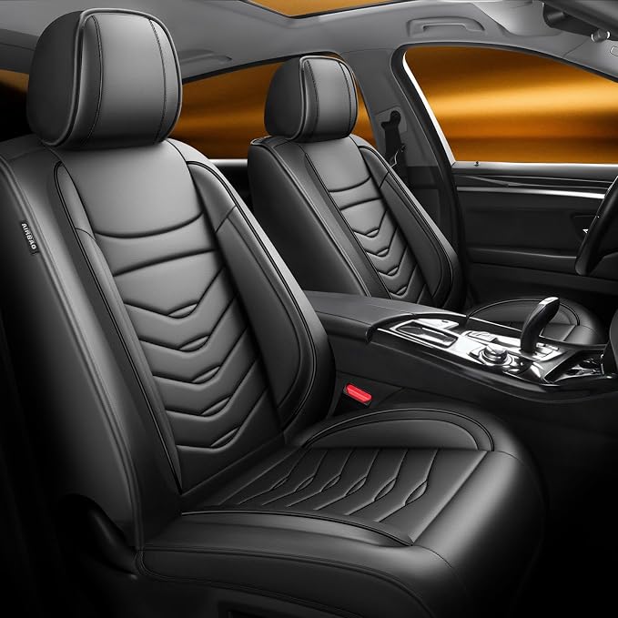 Fit CRV Car Seat Covers Compatible with Honda CRV 2013-2022 2023 2024 2025 2026.Full Coverage Waterproof Leather,All-Weather Seat Cushion Protector-Easy Installation(Full Set 5 Seats, Black)