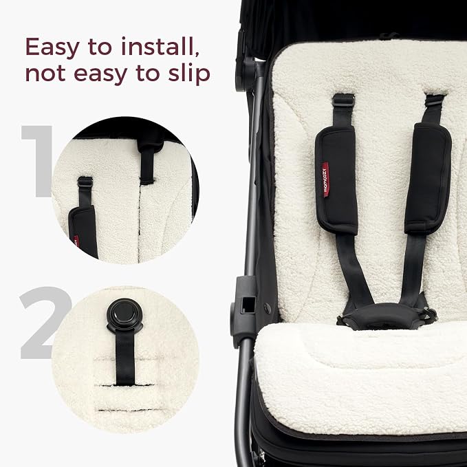 Momcozy Reversible Stroller Cushion | Universal Breathable Stroller Liner | Winter Warm Car Seat Liners | Crib Carriage Cushion Pad | Plush for Winter Use &Soft Fabric for All-Season Comfort
