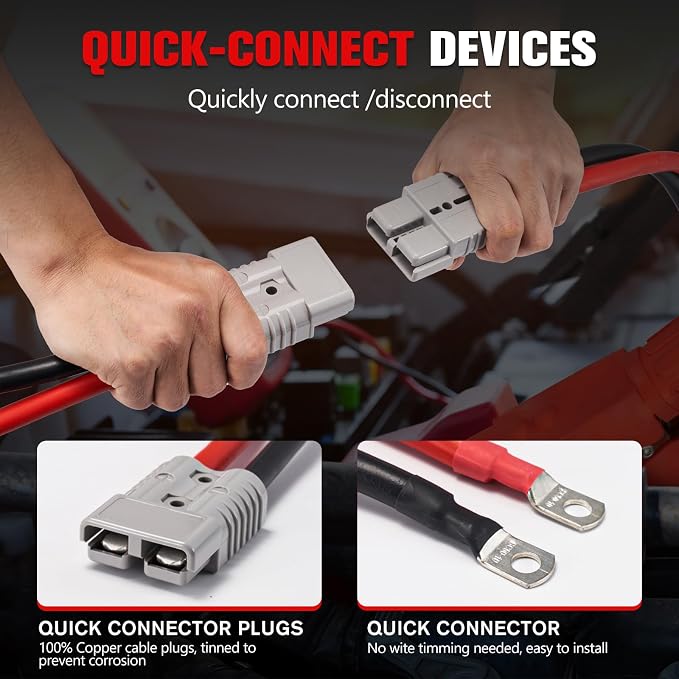 FIERYRED 0 Gauge 30 FT Quick Connect Jumper Cables, 1200A Heavy Duty Booster Cables with Travel Bag, Heavy Duty Battery Jumper Cable for Truck, Diesel Trucks, SUV and Car