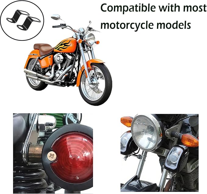 4 PCS Motorcycle Turn Signal Mounting Brackets, Motorcycle Turn Light Support Holder Stand,12mm Hole Indicator Relocation Bracket, L Shape Shock Brackets Metal Holder for Harley, Honda, Suzuki