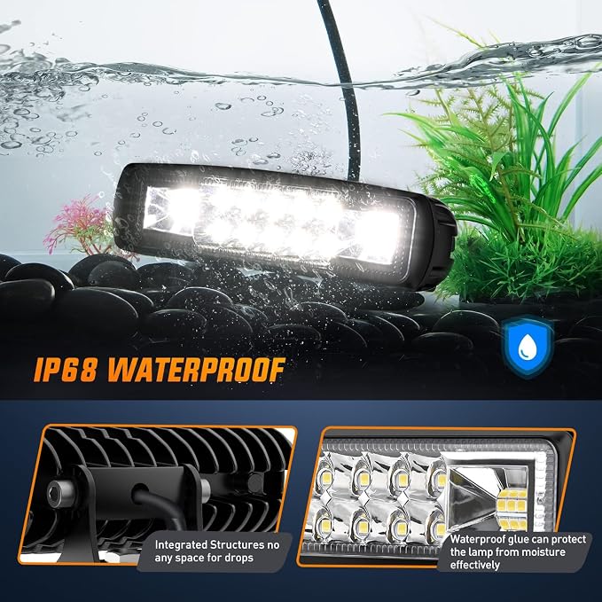 Nilight LED Pods 2PCS 6 Inch 60W Flood Spot Beam Combo Light Bar Driving Fog Off Road Lighting 12V 24V for Trucks UTV ATV Marine Boat Golf Cart Trailer