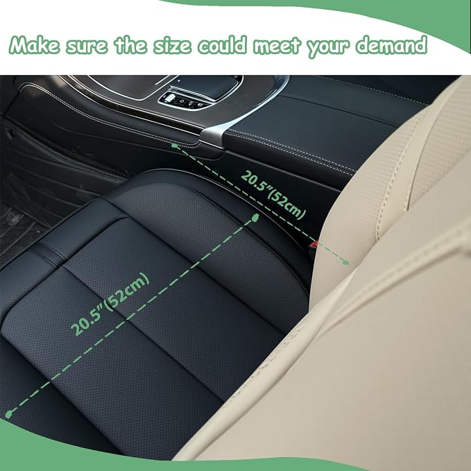 2 Pack Leather Front Car Seat Cover Bottom Only, Anti-Slip Padded Seat Cushion, Full Wrap Seat Protector with Storage Function Universal Fit for Most Cars, SUV, Pick-up Trucks (Black)