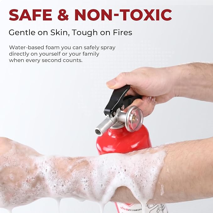 Safewayfire Pro 2.5 lb Fire Extinguisher for Home, 1A:10B:C, Water-Based | Fire Extinguisher for Kitchen, BBQ & RV, Low Mess, Easy Cleanup, Fights Grease, Liquid, Gas & Electrical Fires, 1-Pack