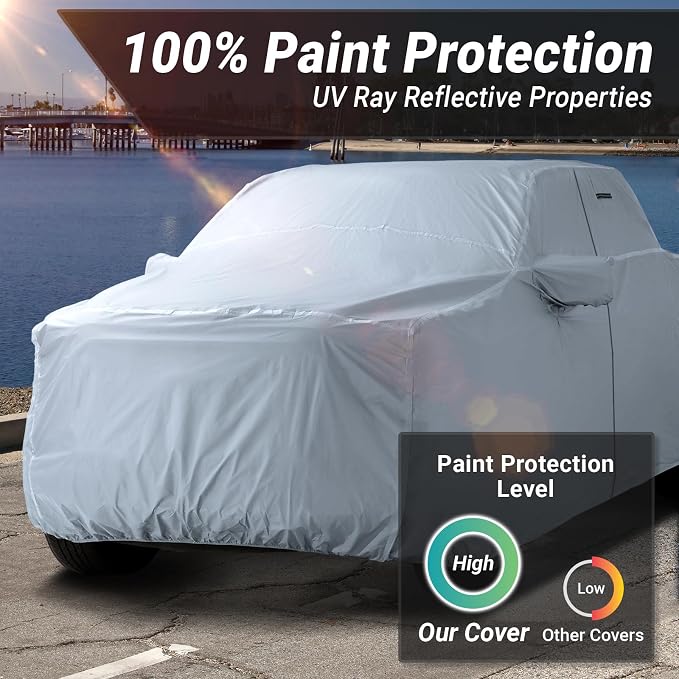 iCarCover 18-Layer Premium Truck Car Cover Waterproof All Weather, Rain Snow UV Sun Protection Full Car Covers, Chevy C/K 1500, Colorado, Dakota, Ranger, Canyon, Frontier, Size T90 (See Size Chart)