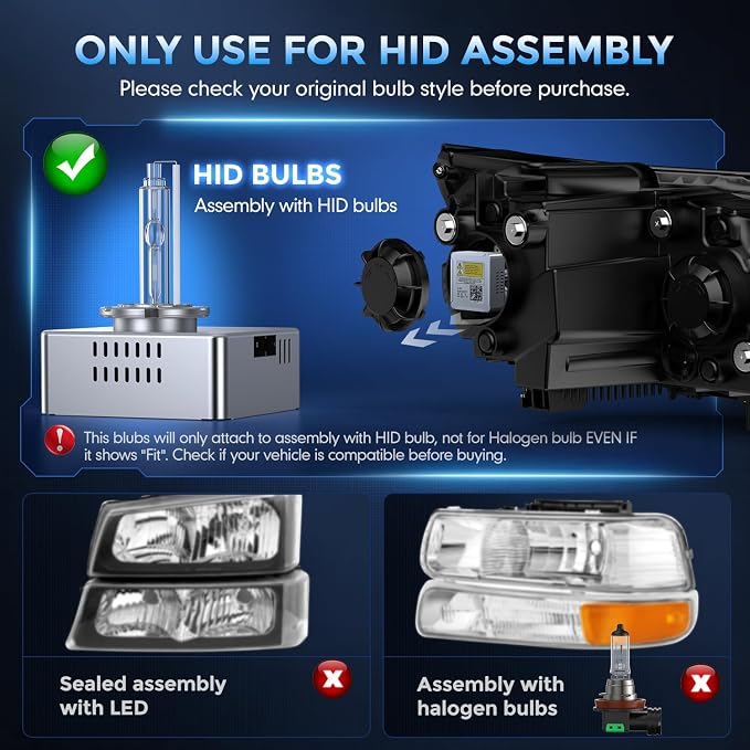 D5S HID Bulbs, 35W Super Brighter HID Headlight Bulb 6000K Cool White Replacement Xenon D5S High Low Beam Bulb w/Integrated Ballast - Pack of 1