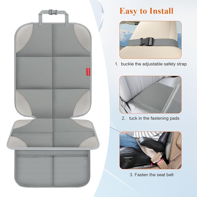 Car Seat Protector for Child Car Seat, 600D Fabric Safe Car Seat Cover with Non-Slip Backing, Waterproof Carseat Seat Protectors under Baby Car Seat with Thick Padding for Car Back Front Seat, 2 Pack
