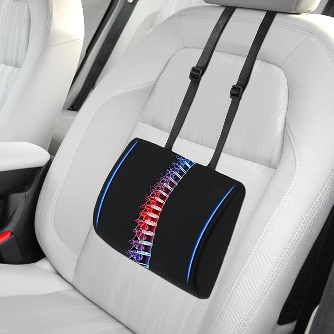 ROYALAY Lumbar Support Pillow for Car Seat Driver, Car Seat Cushions with Adjustable Straps for Driving Back Pain, Ergonomic Back Cushion with Removable Cover for Car, Computer, Gaming Chair, Recliner