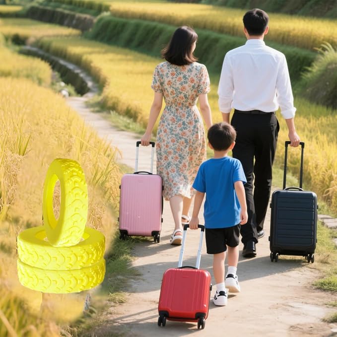 16-Pack Luggage Wheel Covers, Luggage Wheel Protector Covers for 2-2.4 inches Wheels Suitcases,Anti-Scratch & Noise Reduction Design, Silicone MaterialDurable Travel Case Accessories(16, Yellow).