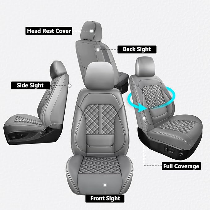 NS YOLO Wrangler Seat Covers 2018-2026,Custom Fit for Jeep Wrangler JK JL 4 Door Unlimited Sahara/Sport/Rubicon X 392 Willys,Waterproof Faux Leather and Lumbar Support (Grey, Full Set-5 Seats(18-26))