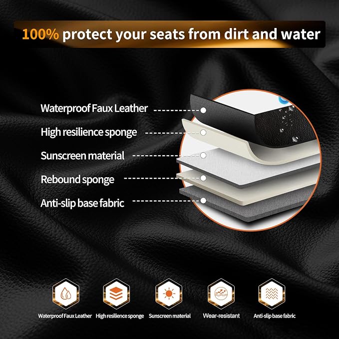 Fit Sentra Car Seat Covers Compatible with Nissan Sentra 2008-2024 2025 2026.Full Coverage Waterproof Leather,Compatible with Airbag,All - Weather Seat Cushion Protector(2 Front,Brown)