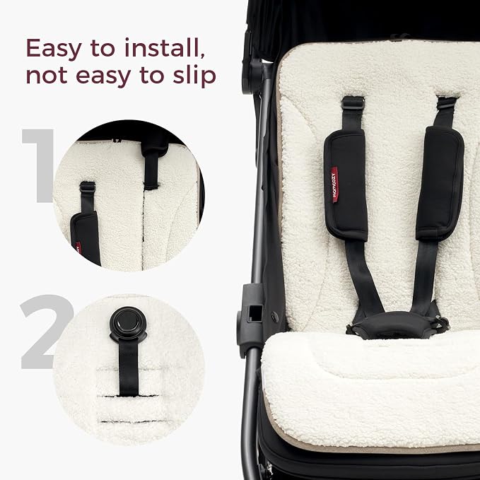 Momcozy Reversible Stroller Cushion | Universal Breathable Stroller Liner | Winter Warm Car Seat Liners | Crib Carriage Cushion Pad | Plush for Winter Use &Soft Fabric for All-Season Comfort
