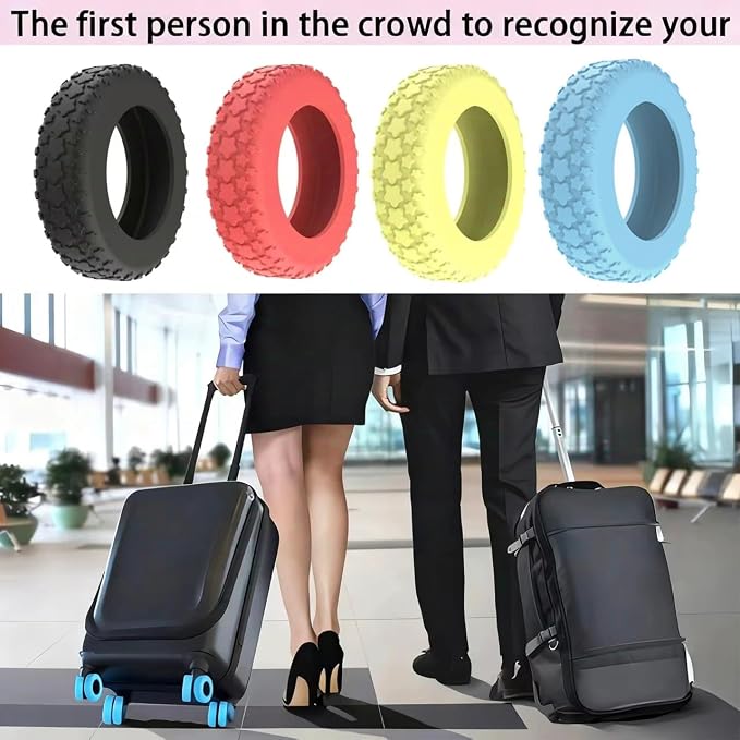 8PCS Luggage Wheel Protector, Premium Silicone Protectors for 2-2.4" Spinner Wheels Anti-Slip, Ultra-Quiet & Wear-Resistant Travel Accessories for Suitcase (Yellow)