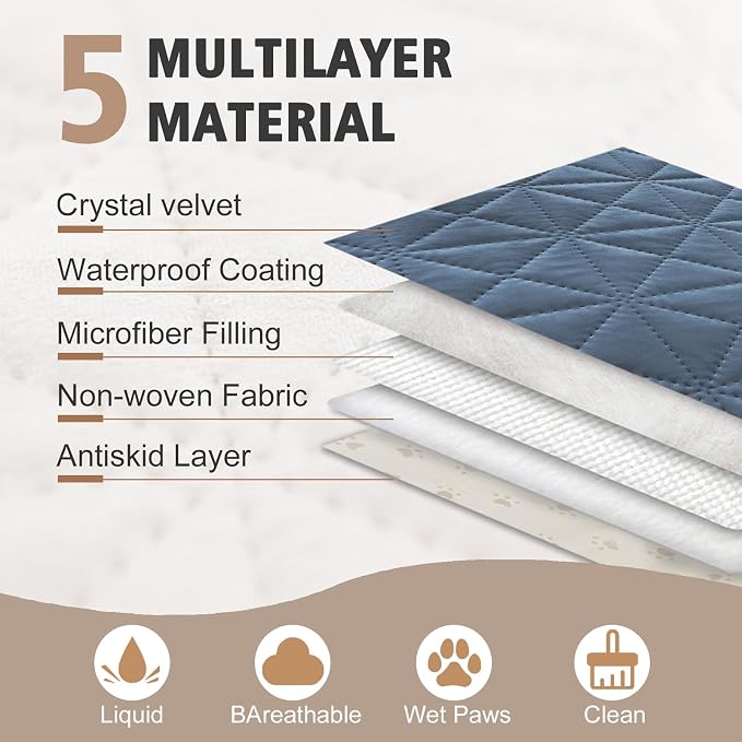 Ameritex Sofa Cover Waterproof for Seats Couch Cover for Dogs Pet Couch Cover Velvet for Chair Loveseat Sofa Machine Washable (Blue, 30x60 Inch)