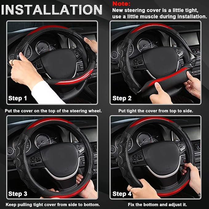 GIANT PANDA Steering Wheel Cover for Acura RDX and MDX, Car Steering Wheel Cover for Acura TLX and TL - Black
