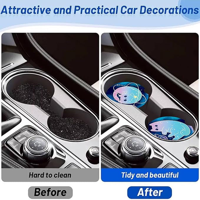 2 Pack Coquette Chicken Car Cup Holder Coasters Neoprene Anti Slip Mat | Coquette Chicken Car Accessories Interior Decor 2.75" Universal Size Insert Auto Coasters Chickens Gifts for Women Men