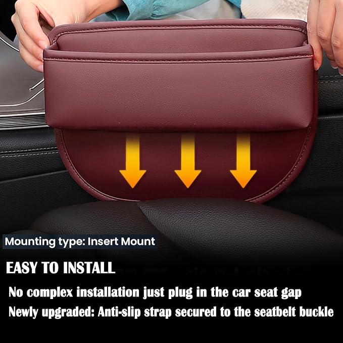 Universal Fit Premium Leather Car Seat Gap Filler Organizer, Center Console Organizer for Car SUV Truck(Burgundy, 1 Pack)