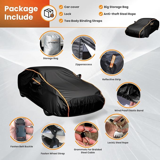 Super Lightweight Small Car Cover,Rain UV Protector Outdoor Car Covers for Automobiles All Weather Waterproof Full Exterior Covers Fit Sedan Under 178"
