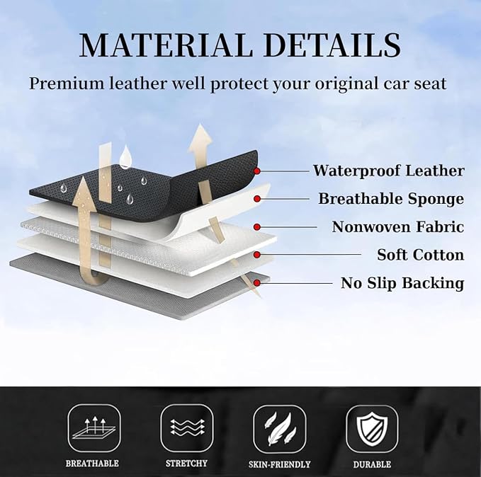 Coverado Car Seat Covers Full Set, Front Seat Cover and Back Seat Covers for Cars, Faux Leather Waterproof Seat Covers, Car Seat Protectors, Automotive Seat Covers Universal for Most Vehicles Beige