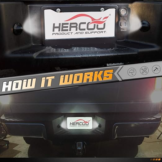 HERCOO LED License Plate Light Lens Lamp Socket Wiring Harness Black Housing Compatible with 1999-2015 F150 F250 F350 F450 F550 Super Duty Bronco Ranger Excursion Expedition