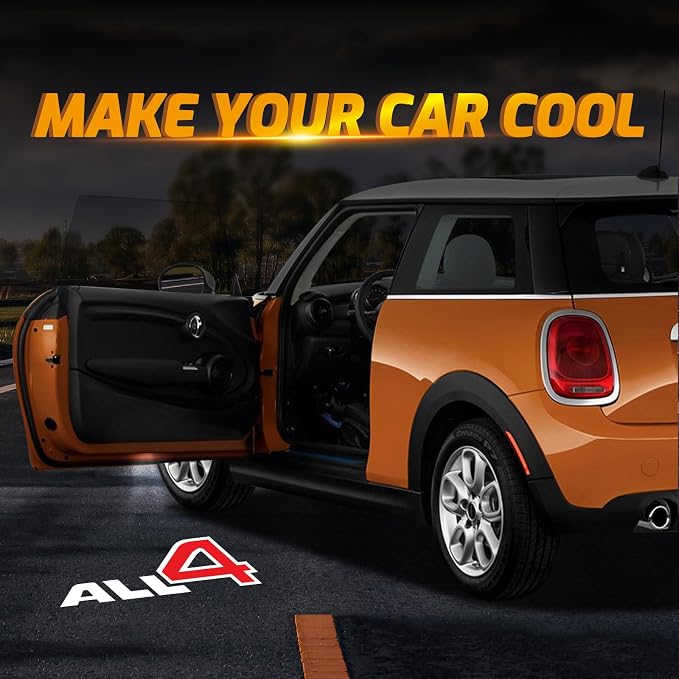 2Pcs Car Door Lights Projector for Mini Clubman/Countryman/Paceman/Sports | Cooper R55 R56 R57 R58 R59 R60 R61 F55 F56 F57 Car Accessories Ghost Shadow Welcome LED Puddle Lights Courtesy Lighting(ALL4)