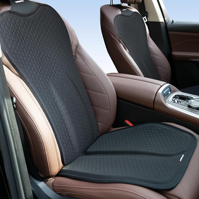 Lumbar Support Pillow for Car + Car Seat Cushion,Gel Lumbar Support Pillow & Seat Cover Relief Back Sciatica Pain for Car Seat Cushion,Car Seat Lumbar Support with Adjustable Straps Improve Posture
