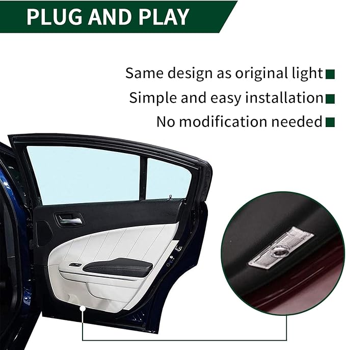 2 Pcs Never Fade Door Light Logo, Projection Ghost Shadow Welcome Puddle Light Compatible with Range Rover Discovery Freelander Evoque LR2 3 4 Sport Accessories (Green)