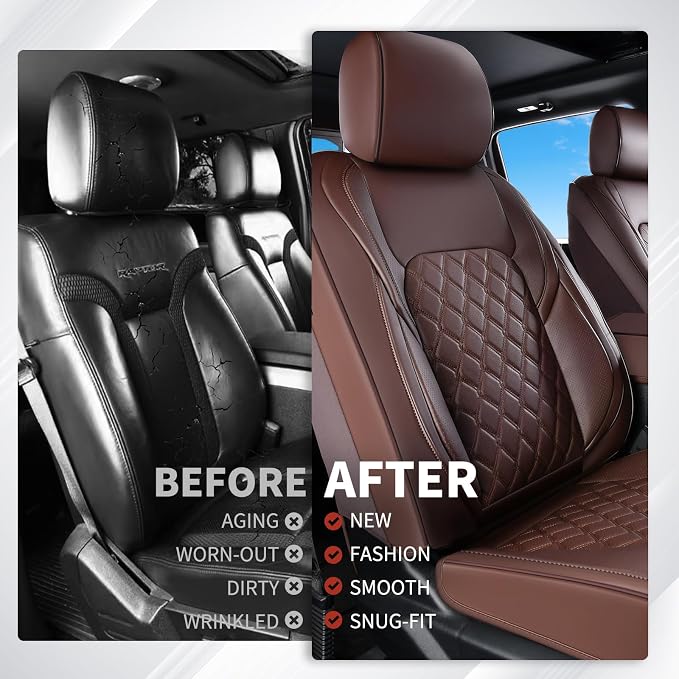 Huidasource Front Seat Covers Fit for Toyota Tacoma 2016-2023 SR SR5 Limited TRD Sport/Pro/Off Road All Cab Front Row, 360° Full-wrap Leather Automotive Car Seat Cushion Cover (Front Pair/Coffee)