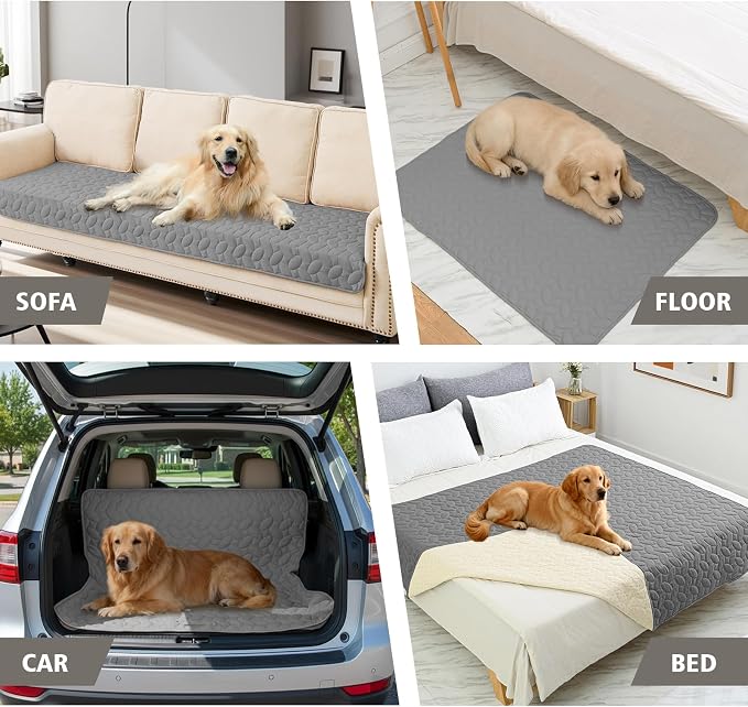 Ameritex Pet Bed Cover Dog Bed Blanket for Sofa and Furniture Waterproof New Pattern Design (52x82 Inch, Light Grey)