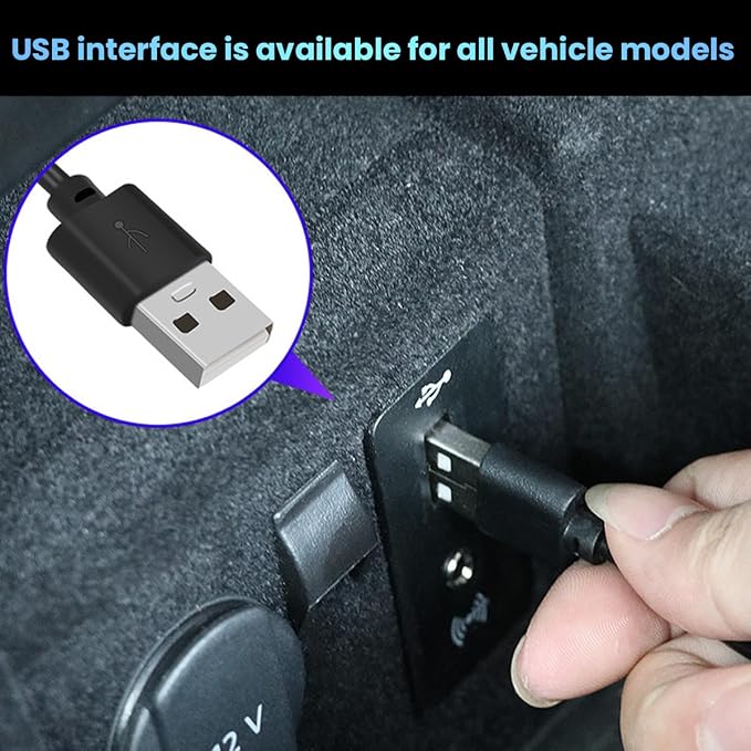 BESULEN Car Interior LED Lights, Automotive Ambient Neon Light Kit with USB Port, Car Accessories, Gifts for Men and Women, 4 in 1 Decoration Lights for Car, Garden, Home, Party(Yellow)