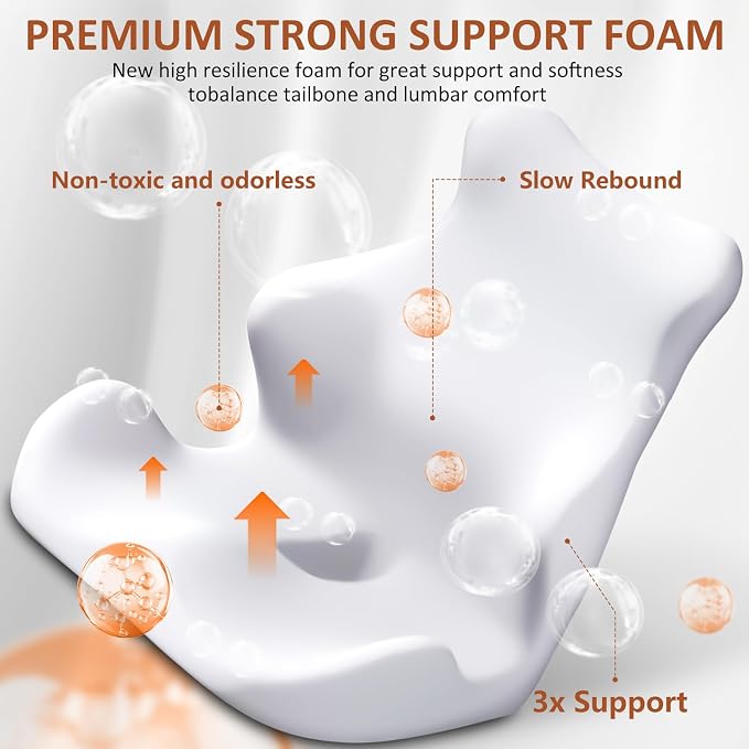 Seat Cushion with Back Support,Lumbar Support Pillow for Office Chair,office chair cushion for Sciatica and Hemorrhoid Relief,Tailbone Pain,Memory Foam Seat Cushion with L-Shaped Ergonomic Design