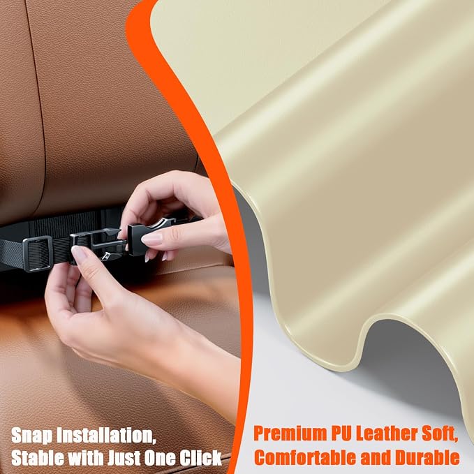 Car Tissue Holder, Car Kleenex Holder Backseat Fits 100-160 Count | Premium PU Leather,Keep Tidy,Universal,Large tissue box,Backseat Car Napkin Holder,Tissues Dispenser for Car,Beige