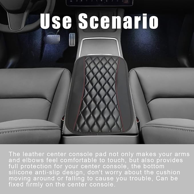 Car Center Console Cover, Universal Leather Waterproof Armrest Seat Box Cover Protector, Comfortable Car Decor Accessories Fit for Most Cars, Vehicles, SUVs-Black