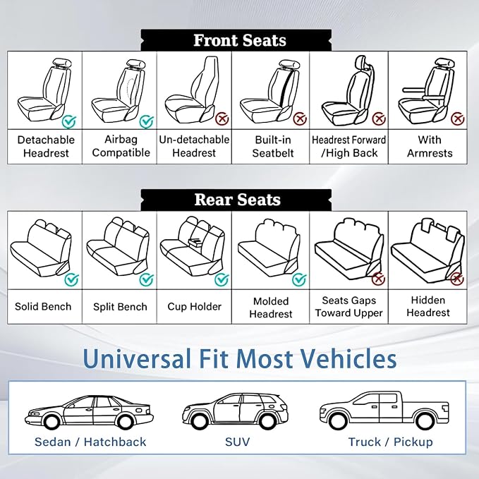WELLDO Nappa Faux Leather Car Seat Covers Full Set, 5Seats,Beige | Waterproof, Non-Slip Seat Protector, 0.28in Thickened Cushion, Airbag Compatible, Universal for Cars SUV Truck Pickup