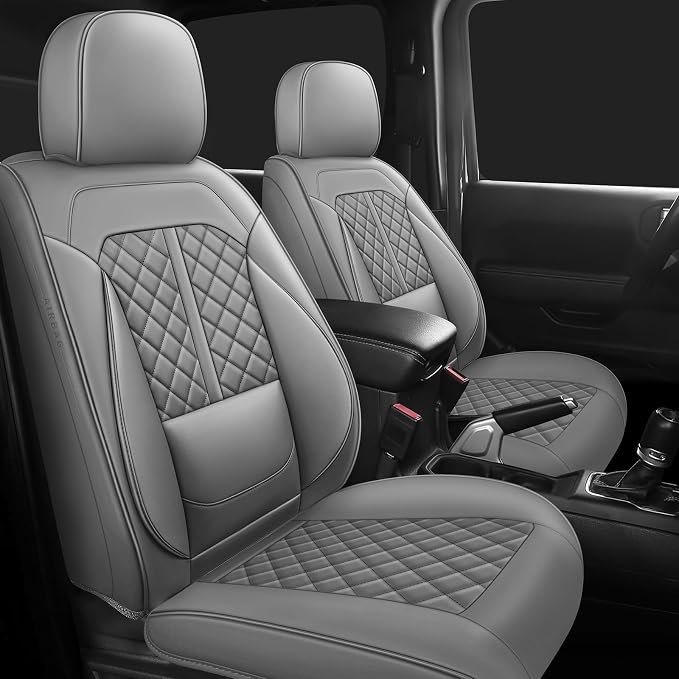 NS YOLO Wrangler Seat Covers 2018-2026,Custom Fit for Jeep Wrangler JK JL 4 Door Unlimited Sahara/Sport/Rubicon X 392 Willys,Waterproof Faux Leather and Lumbar Support (Grey, Full Set-5 Seats(18-26))