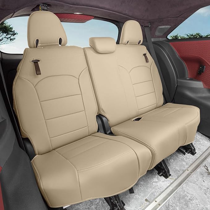 coverdream Sienna Car Seat Covers Custom Fit for 2011-2020 Toyota Sienna LE,XLE,Limited,L,XLE Premium,Limited Premium,7-Seater,Waterproof Leather Auto Seat Protector(Full Set,Beige)