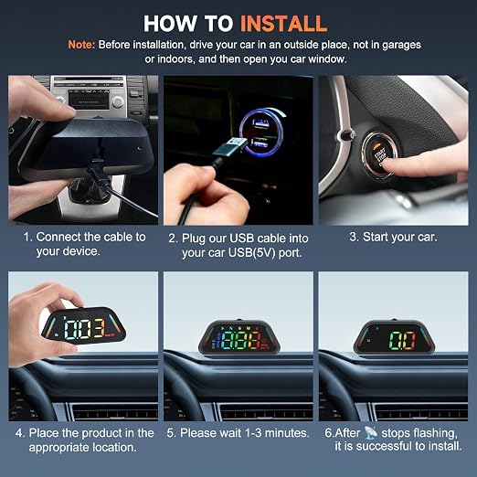 Color Digital Speedometer Heads Up Display for Vehicles,Multiple Color Options, Real-Time Speed, Auto Brightness, Overspeed Alert,360-degree Bracket,Plug and Play,Suitable for All Cars 