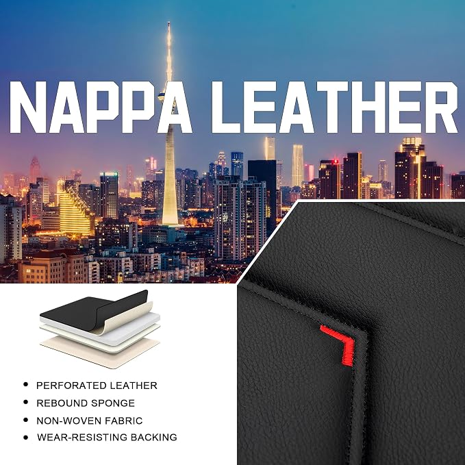 CTDS Car Seat Covers for Honda Civic 2000-2026, Stylish Sport Seat Cover, Premium Nappa Leather Car Seat Cover. Automobile Seat Covers Sets.(Luxury 2 Seats/Black Red)