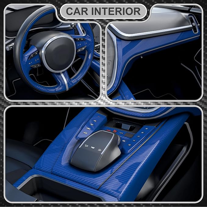 Lypumso 6D Carbon Fiber Vinyl Wrap Roll, Glossy Car Wrap Film Featuring Bubble Free Air Release Technology, Car Moto DIY Interior Exterior Decoration (Carbon Fiber Blue, 1ft x 5ft)